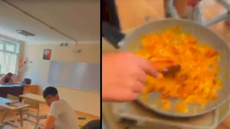 Daha bir məktəbdə olay: Şagirdlər pomidor-yumurta bişirdi - Video